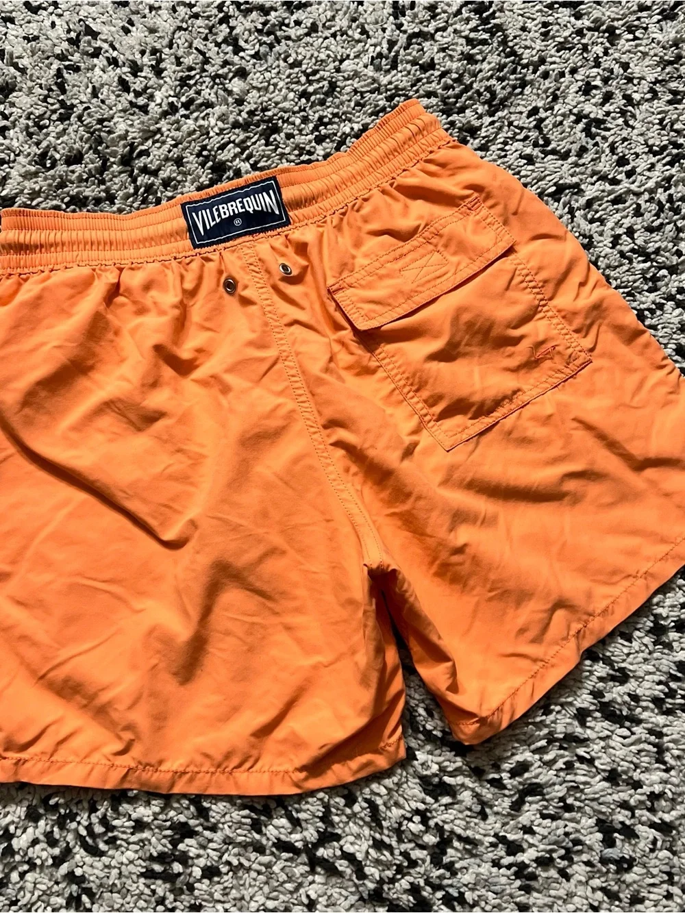 Vilebrequin Men’s Swim Trunk Shorts 5” Inseam Orange Drawstring Stretch Waist